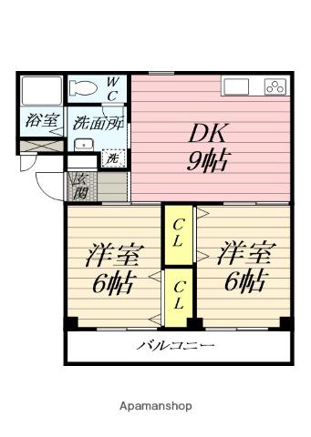 ベルウッド芳栄(2DK/2階)の間取り写真
