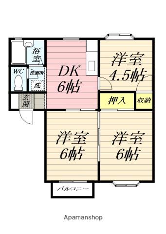 エスポアール湘南Ⅰ(3DK/2階)の間取り写真