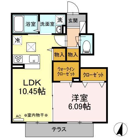 クレール湘南台Ⅴ A(1LDK/1階)の間取り写真