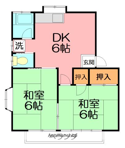 ヨーハイツ(2DK/2階)の間取り写真