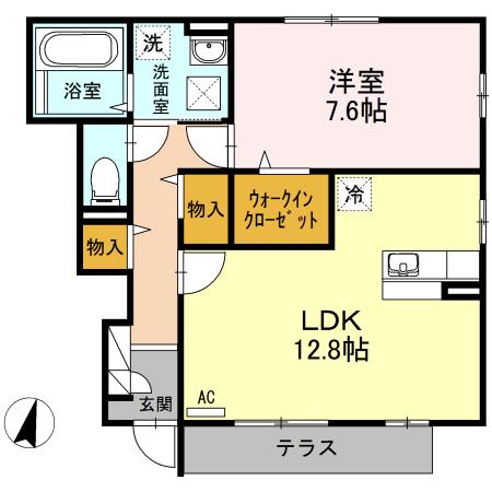ボナール・ヴィラ(1LDK/1階)の間取り写真