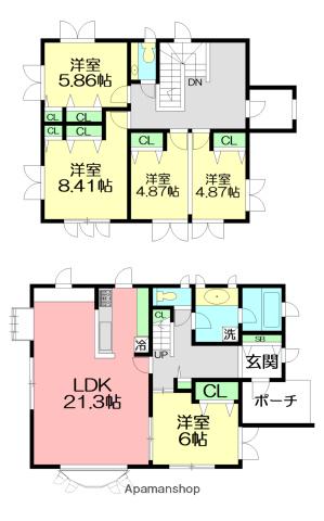 小田急電鉄小田原線 秦野駅 バス乗車時間：8分 名古木バス停で下車 徒歩17分 2階建 築30年(5LDK)の間取り写真