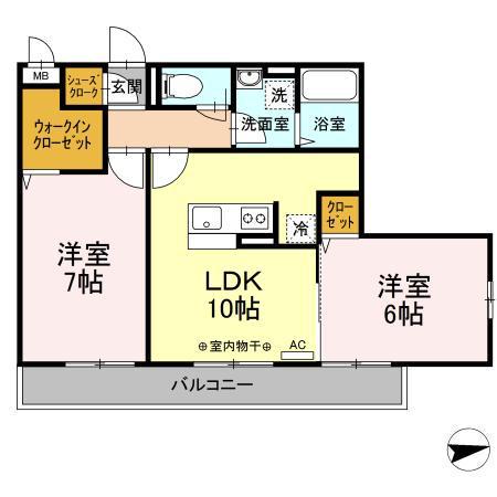 グランドソレーユI(2LDK/2階)の間取り写真