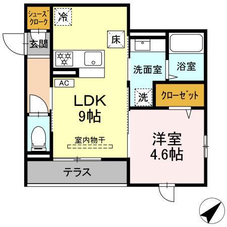 シンシアタワー(1LDK/1階)の間取り写真