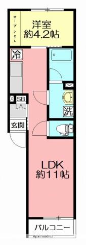 グリシーヌSANAE(1LDK/3階)の間取り写真