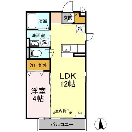 リジェールDONDON A(1LDK/2階)の間取り写真
