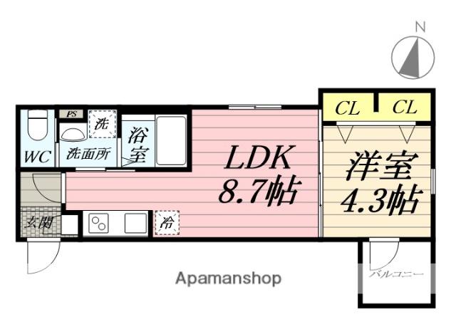 小田急電鉄江ノ島線 南林間駅 徒歩6分 3階建 築1年(1LDK/1階)の間取り写真