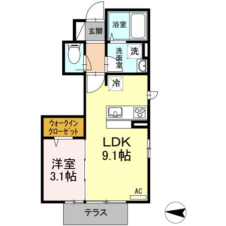 コート エム(1LDK/1階)の間取り写真