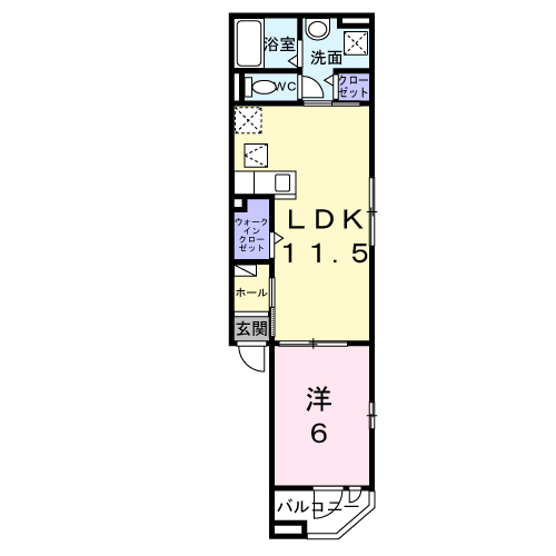プレールシュメゾン(1LDK/1階)の間取り写真