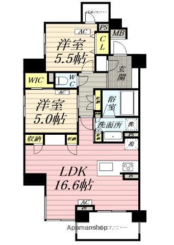 LUXENAPAWS藤沢(2LDK/6階)の間取り写真