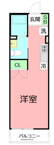 エルミタージュ東海大学(1K/1階)の間取り写真