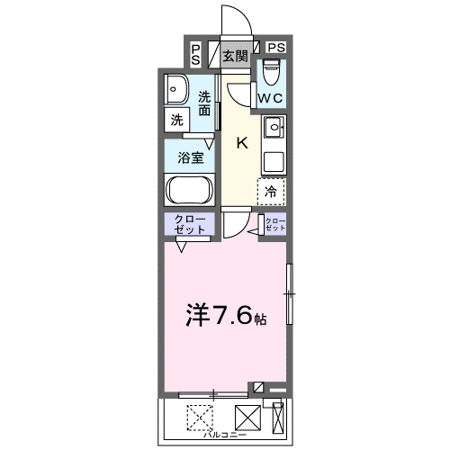 ヴィオラ田村Ⅱ(1K/2階)の間取り写真