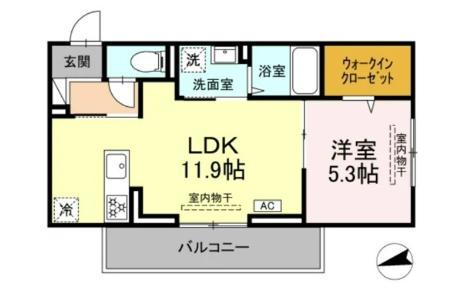 アンソレイユ宮ノ上(1LDK/3階)の間取り写真
