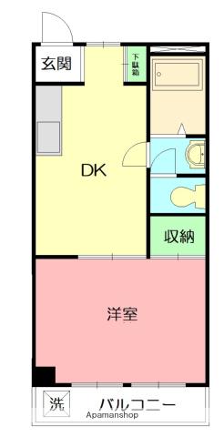 セイワハイツ(1DK/2階)の間取り写真