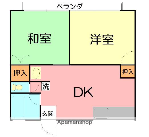 コーポ勇 C(2DK/2階)の間取り写真