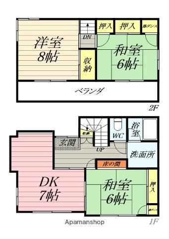 小田急電鉄江ノ島線 鶴間駅 徒歩5分 2階建 築41年(3DK)の間取り写真