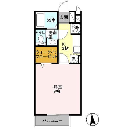グランモア柳川C(1K/2階)の間取り写真