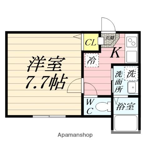 ハイズ湘南茅ヶ崎(1K/2階)の間取り写真