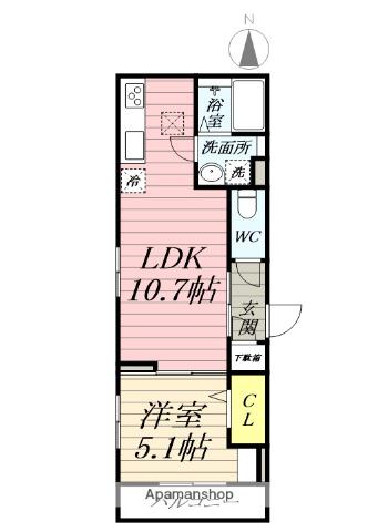 イーストピークヴィオレ(1LDK/1階)の間取り写真
