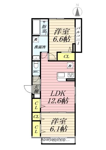 イーストピークヴィオレ(2LDK/3階)の間取り写真