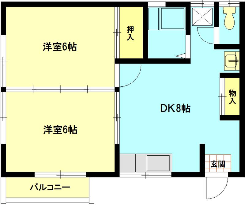 サンセレクト(2DK/2階)の間取り写真