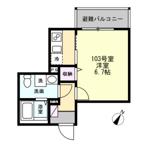 ベイルームプレミア湘南台(1K/1階)の間取り写真