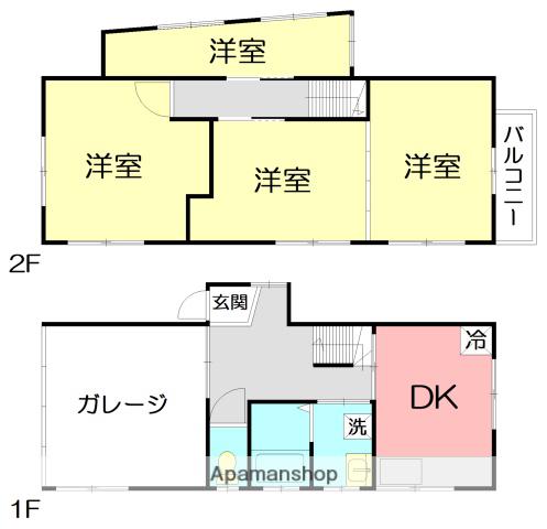 東海道本線 平塚駅 バス乗車時間：19分 長持バス停で下車 徒歩4分 2階建 築46年(4DK)の間取り写真