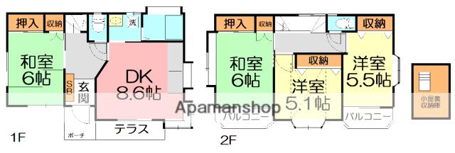 小田急電鉄小田原線 秦野駅 徒歩12分 2階建 築38年(4DK)の間取り写真