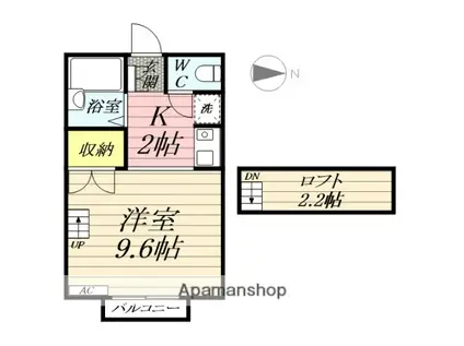ロイヤルエモンド藤沢(ワンルーム/2階)の間取り写真