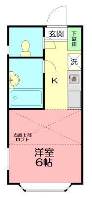 パンシオン善行NO.2(ワンルーム/2階)の間取り写真