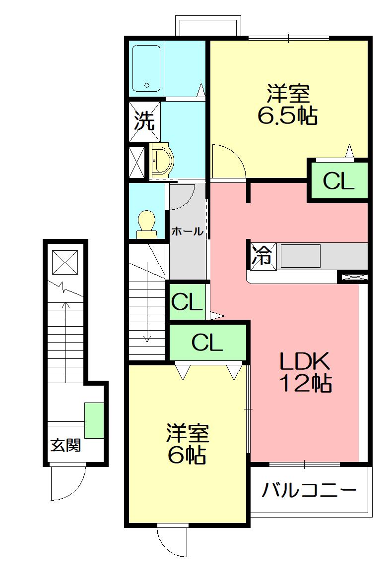 カーサ アルド-レ(2LDK/2階)の間取り写真
