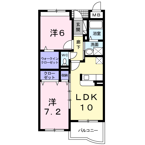 リーバ グラジーア(2LDK/4階)の間取り写真