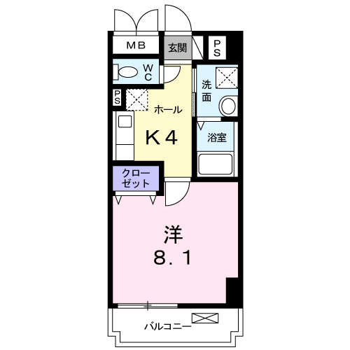 ヴィオラ プリート(1K/2階)の間取り写真