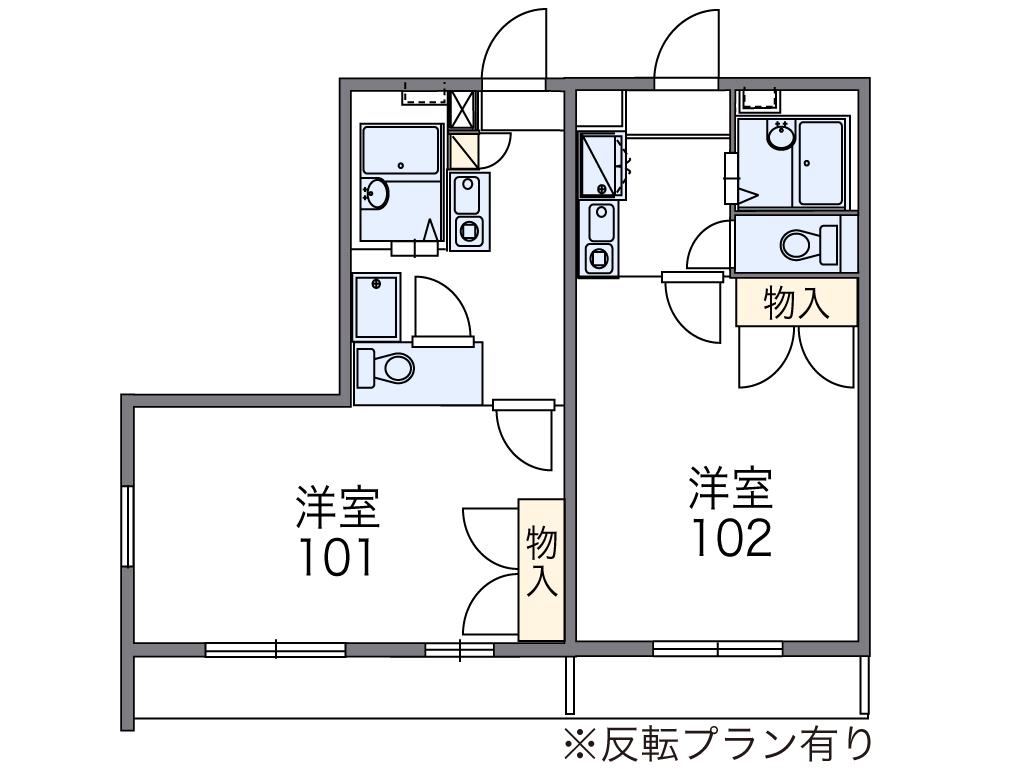 レオパレスシャローム(1K/1階)の間取り写真