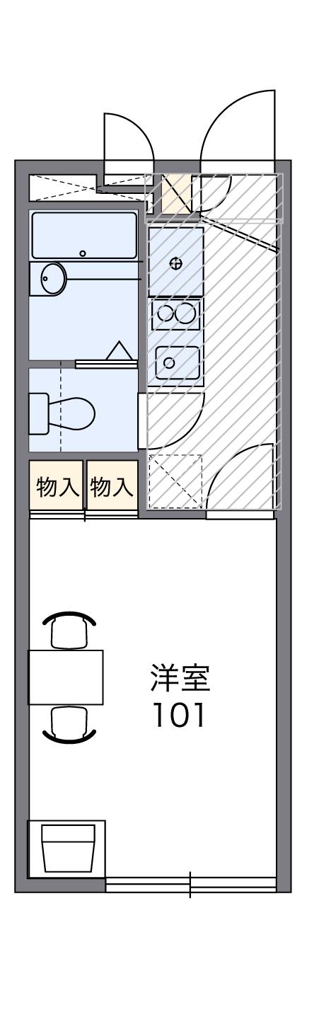 レオパレスコンフォートⅡ(1K/1階)の間取り写真
