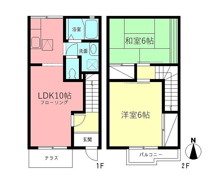 東海道本線 平塚駅 バス乗車時間：22分 飯島バス停で下車 徒歩22分 2階建 築34年(2LDK)の間取り写真