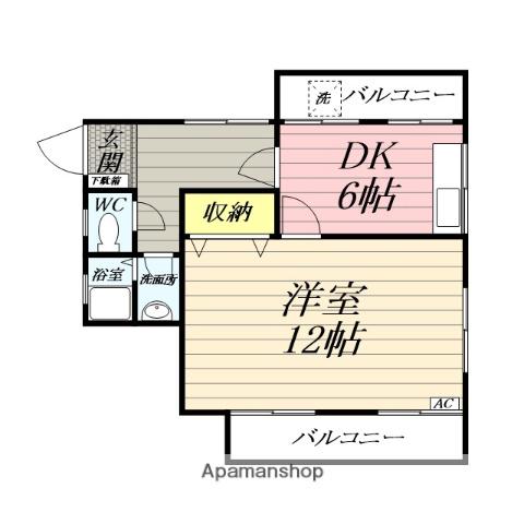 伊勢原コーポラス(1DK/2階)の間取り写真