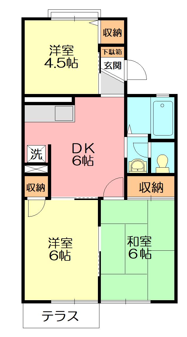 エステート山室(3DK/1階)の間取り写真