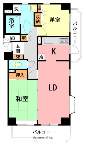 内藤マンションA棟(2LDK/2階)の間取り写真