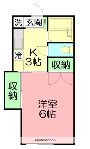 ドミールタカミネ(1K/1階)の間取り写真