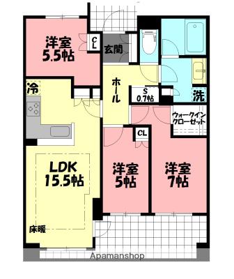 クラッシィハウス辻堂(3LDK/3階)の間取り写真