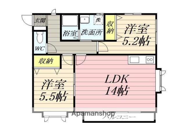 大井アパート(2LDK/2階)の間取り写真