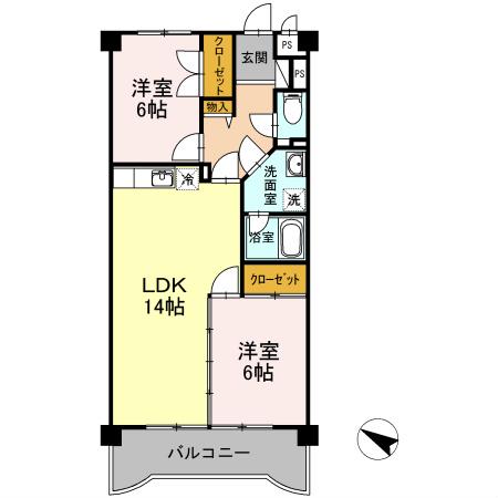 ビスタリカ(2LDK/4階)の間取り写真