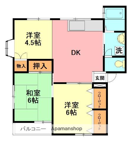 ランドマーク湘南(3DK/2階)の間取り写真