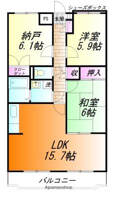 メゾングラシア(3LDK/4階)の間取り写真