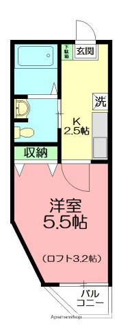 ボナンザTOKAI(1K/1階)の間取り写真