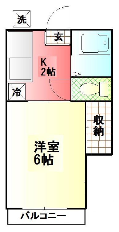 第2グリーンハウス(1K/2階)の間取り写真