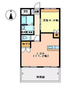 レフィナードN・K(1LDK/3階)の間取り写真