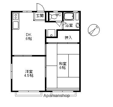 サニー元町Ⅰ(2DK/2階)の間取り写真