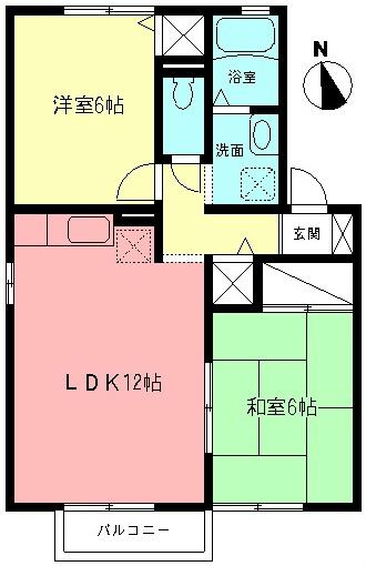 サニーハウスA(2LDK/2階)の間取り写真